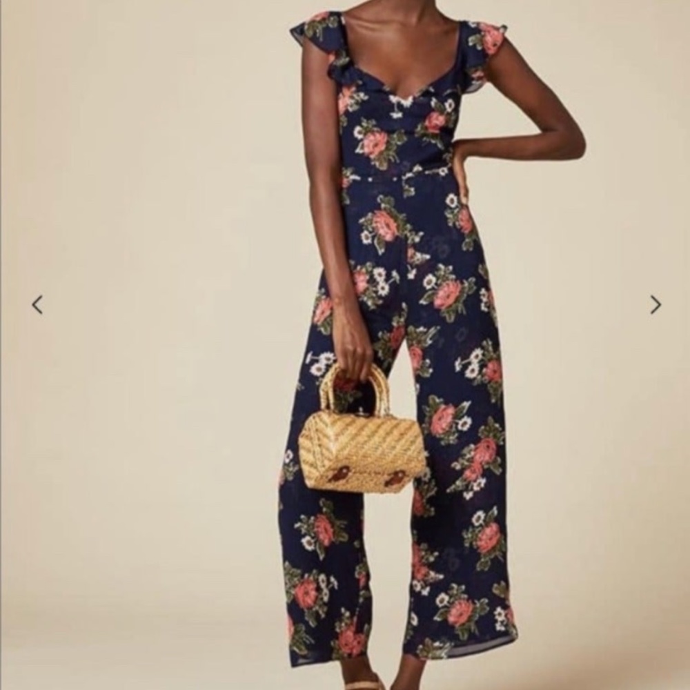 COPY - Navy flower print Reformation Jumpsuit Size 2